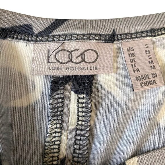 LOGO by Lori Goldstein Tunic with Pockets Sheer Underlay/Hem Gray Floral Size S - Picture 4 of 9